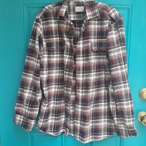 Flannel Shirt Mens Long Sleeve Flap Pocket Plaid Jachs